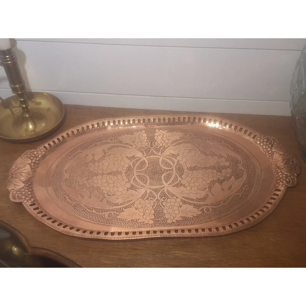 Vintage copper handmade tray